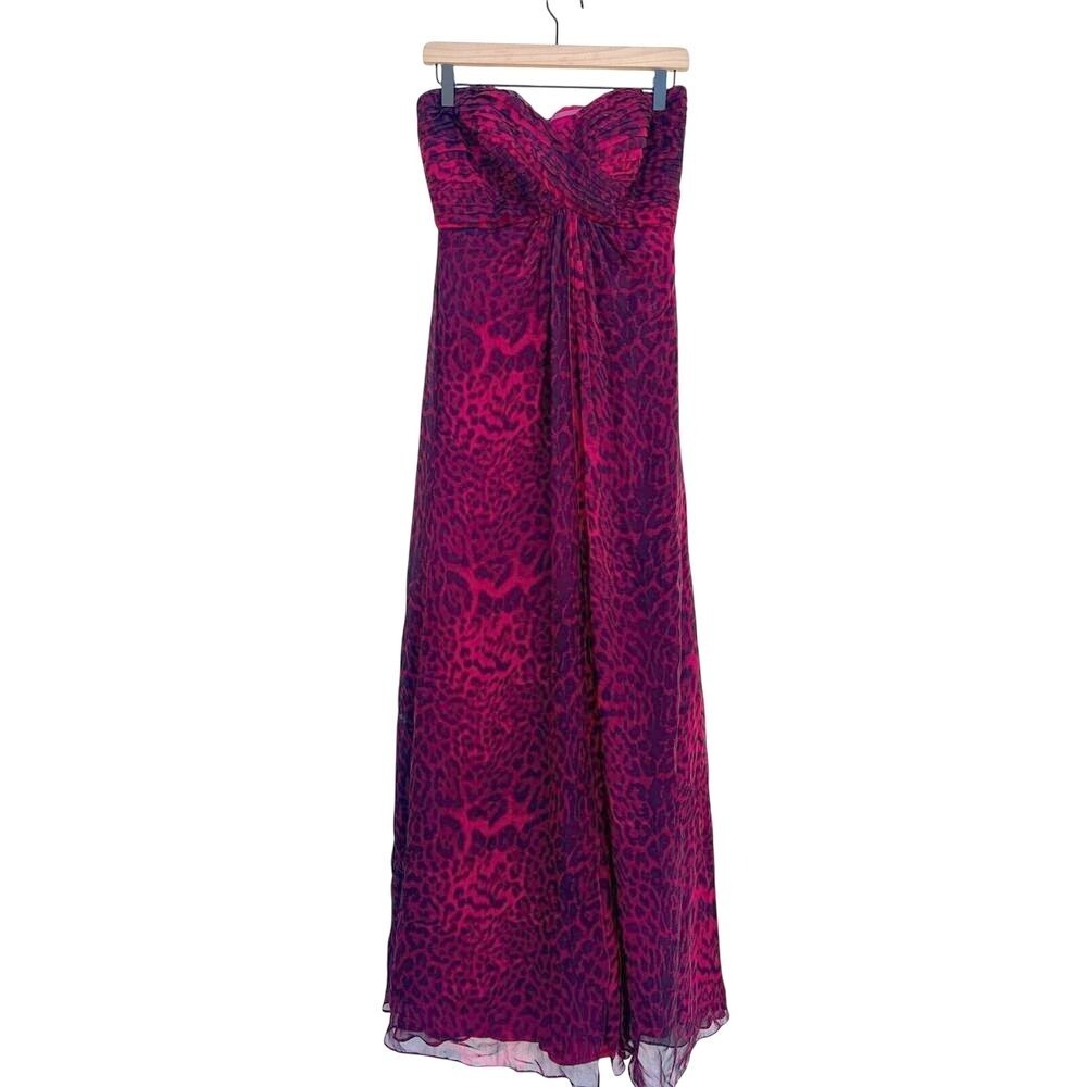 Tadashi Shoji Sweetheart Neckline Strapless Gown, Red Animal Print, Size‎ 4